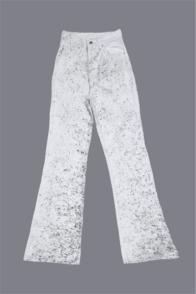 Beyaz Batik Desen Bol Paça Pantolon