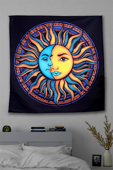 Renkli Moon And Sun Duvar Halısı 75x75
